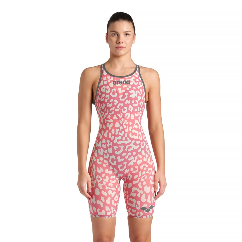 Arena Women's Carbon Air 2 LE Full Body Short Leg Open Back Leopard