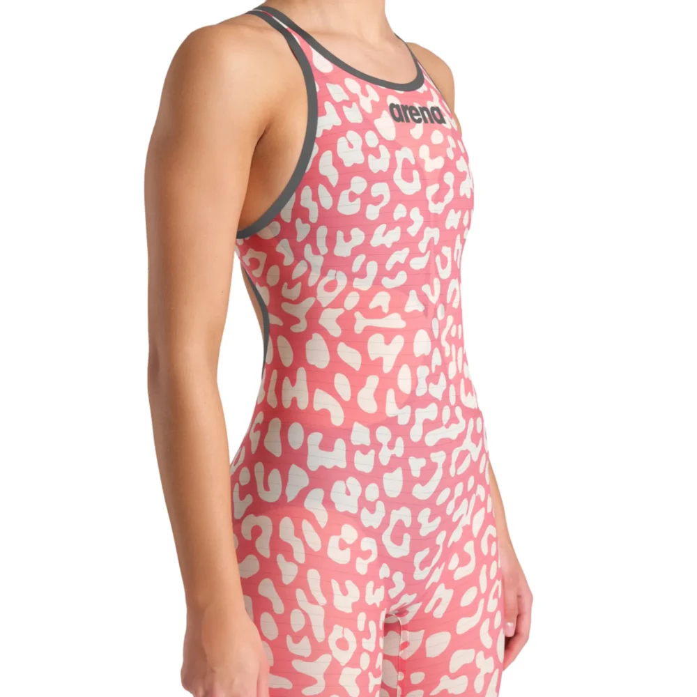 Arena Women's Carbon Air 2 LE Full Body Short Leg Open Back Leopard - Image 2